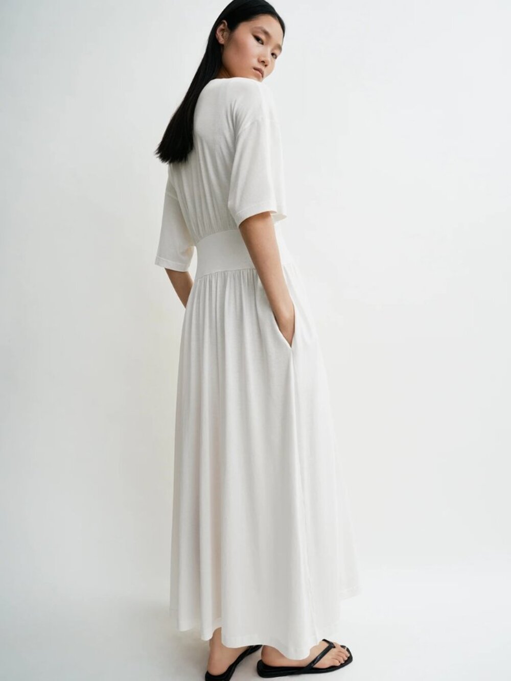 TOTEME WHITE COTTON MAXI DRESS SMALL ($690) NEVER WORN!! - Picture 3 of 10